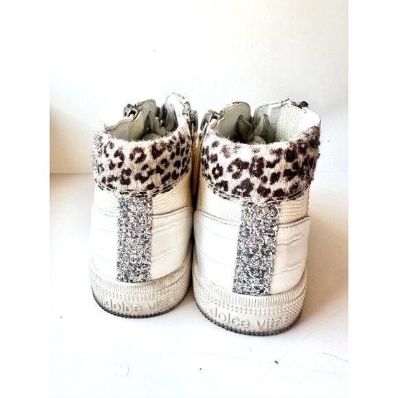 Dolce Vita Zonya Sneakers In White/black Embossed Lizard 10 - Picture 9 of 10